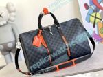 Top Quality Replica L---V Keepall Bandoulière 50 Black- Oraneg Travel Handbag 